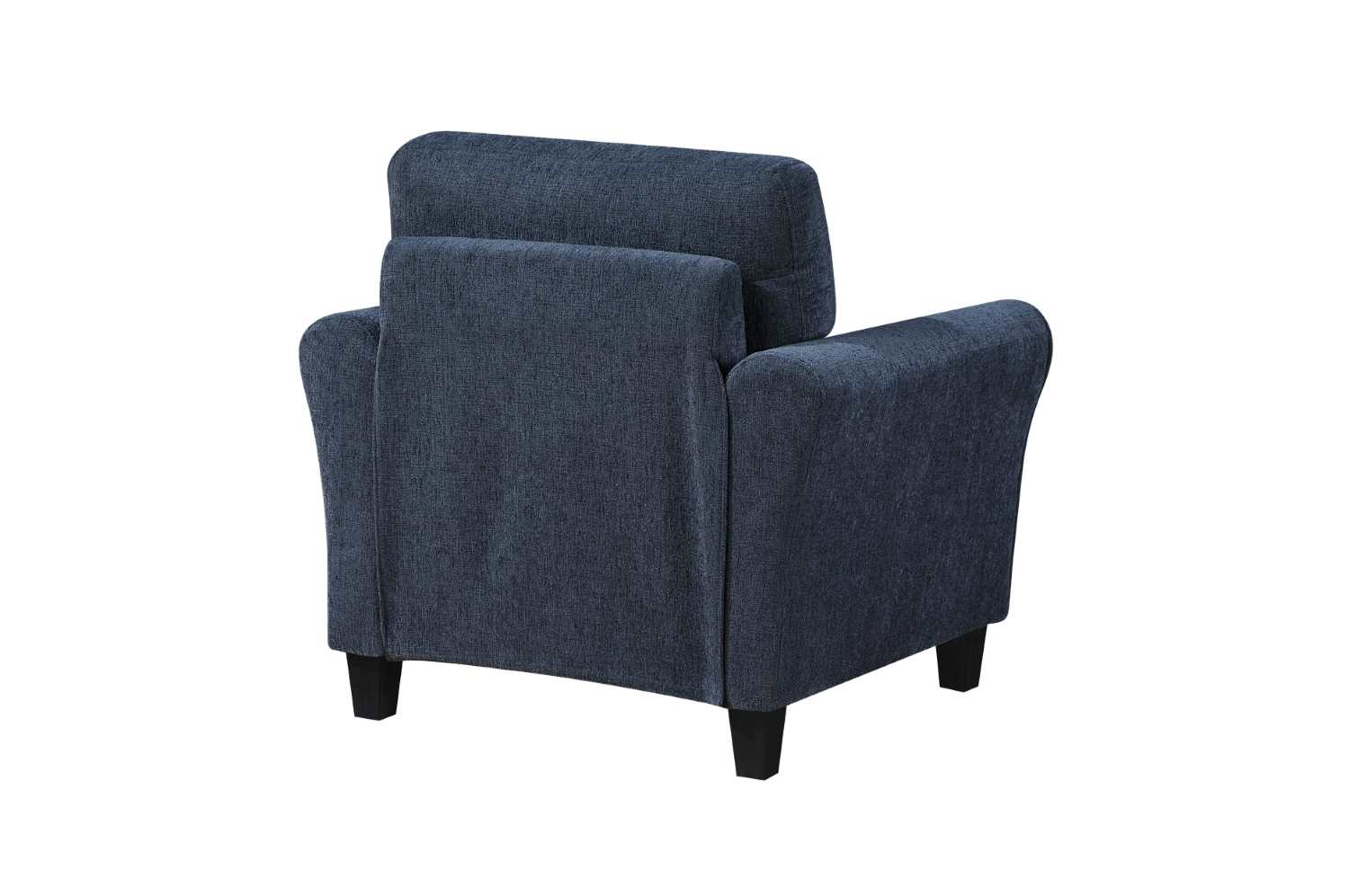Ellery Chenille Fabric Blue Chair with Black Legs 9209