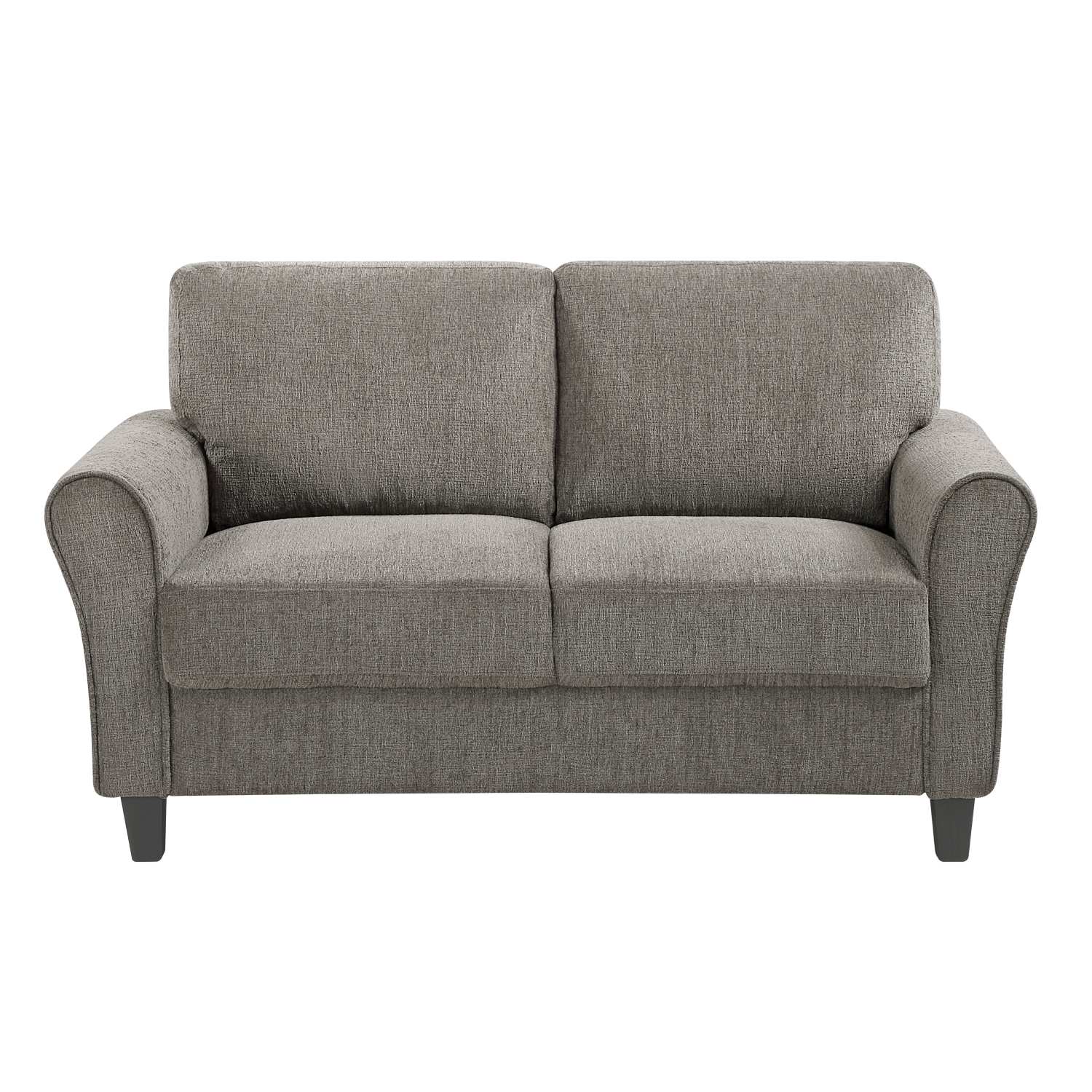 Ellery Chenille Fabric Brown Loveseat with Black Legs 9209