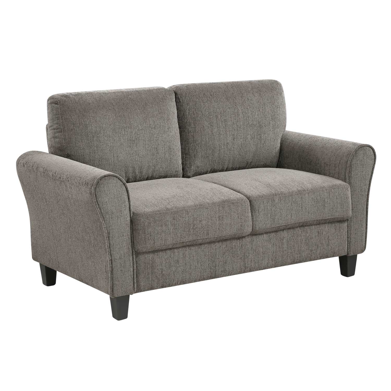 Ellery Chenille Fabric Brown Loveseat with Black Legs 9209