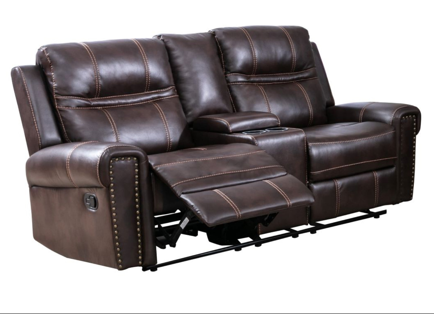 Emerson Brown Leather Gel Manual Recliner Loveseat 99927