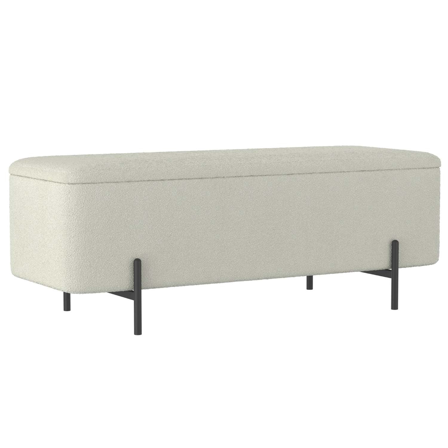 Erzo Storage Ottoman Bench in White and Black 402-136WT