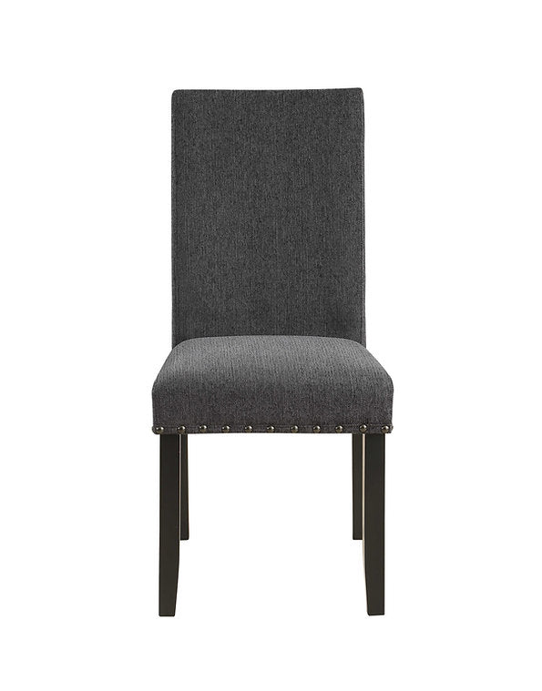 Grey Upholstered Parson Chairs with Cushion Fabric Seats and Nailhead Trim Set Of 2 1610