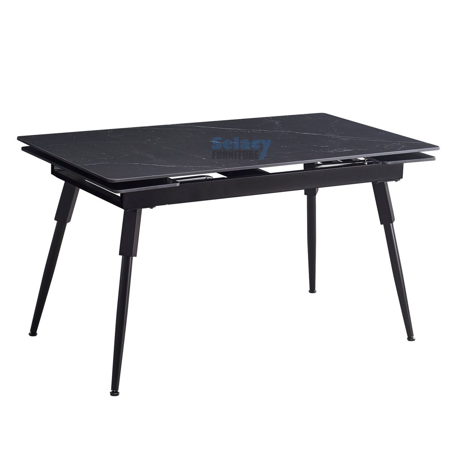 Extendable Sintered Stone Black Marble Dining Table T-1817