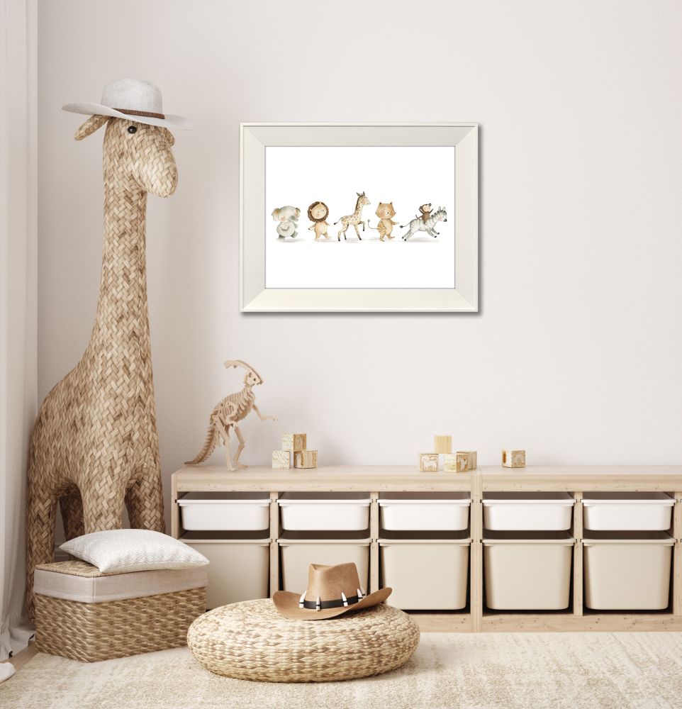 Safari Animals In A Row Canvas Art 12" x 16"