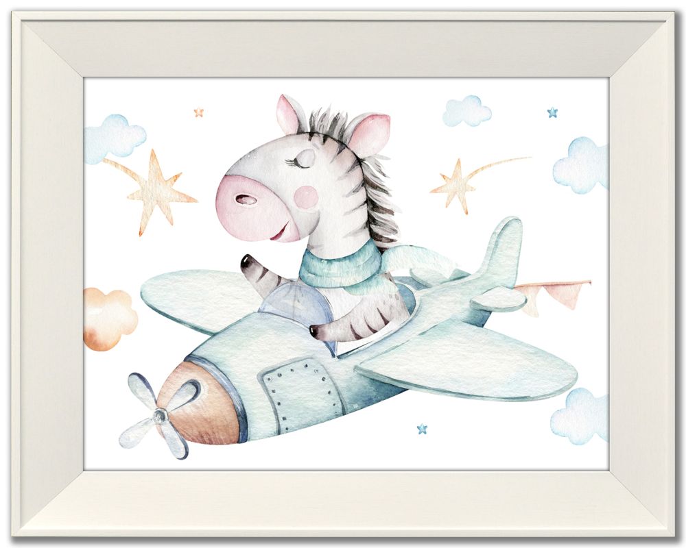 Giraffe Airplane / Zebra On Plane 2 PC canvas art