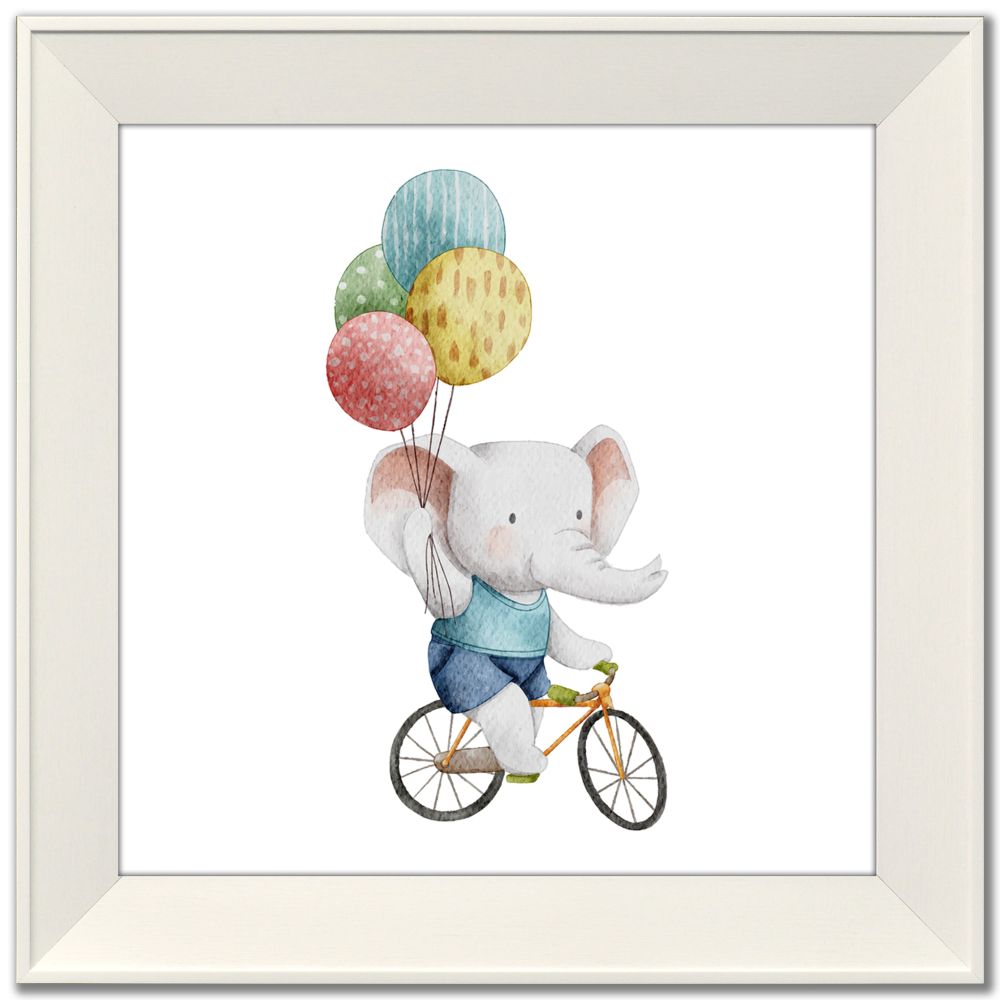 Elephant Rides Bicycle Canvas Art 14" x 14"