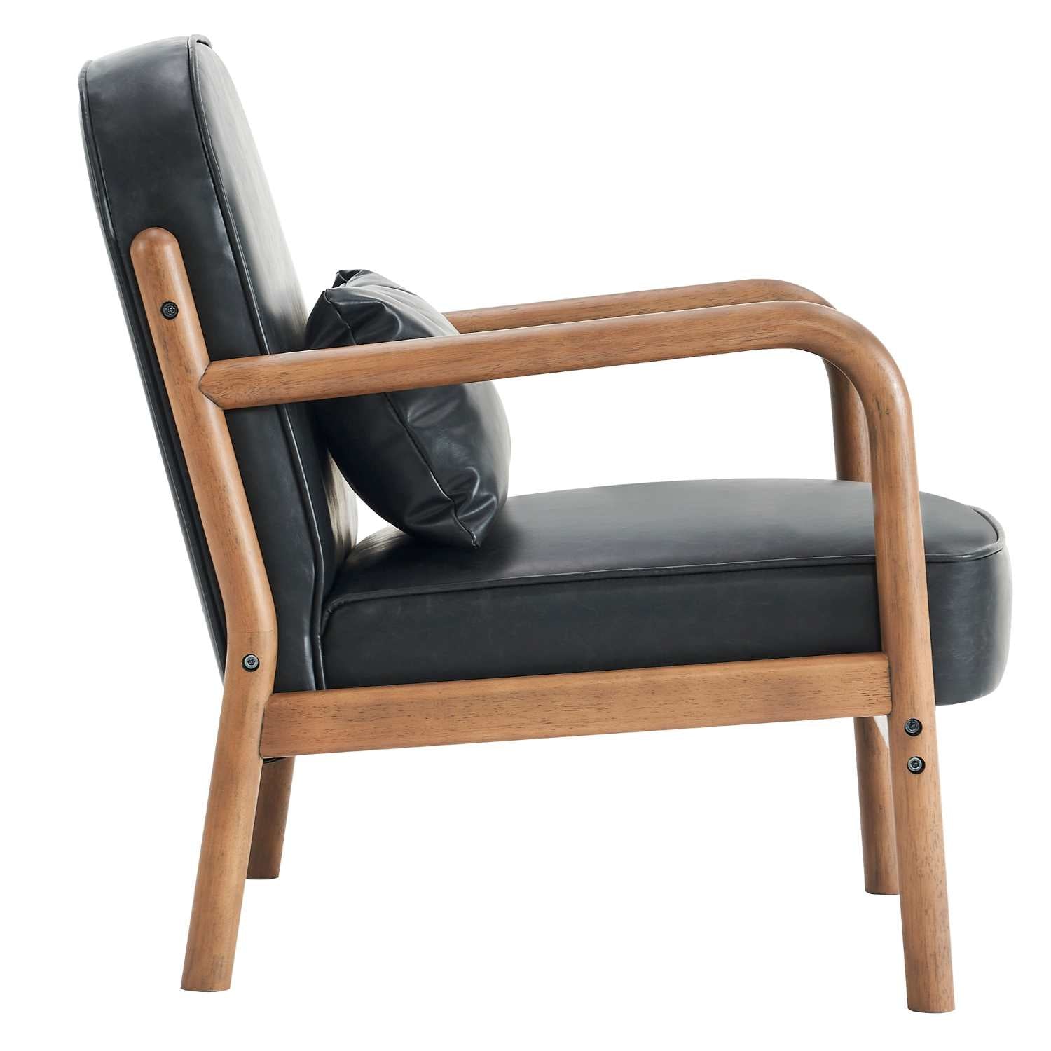 Fani Faux Leather Accent Chair in Black & Walnut 403-926BLK