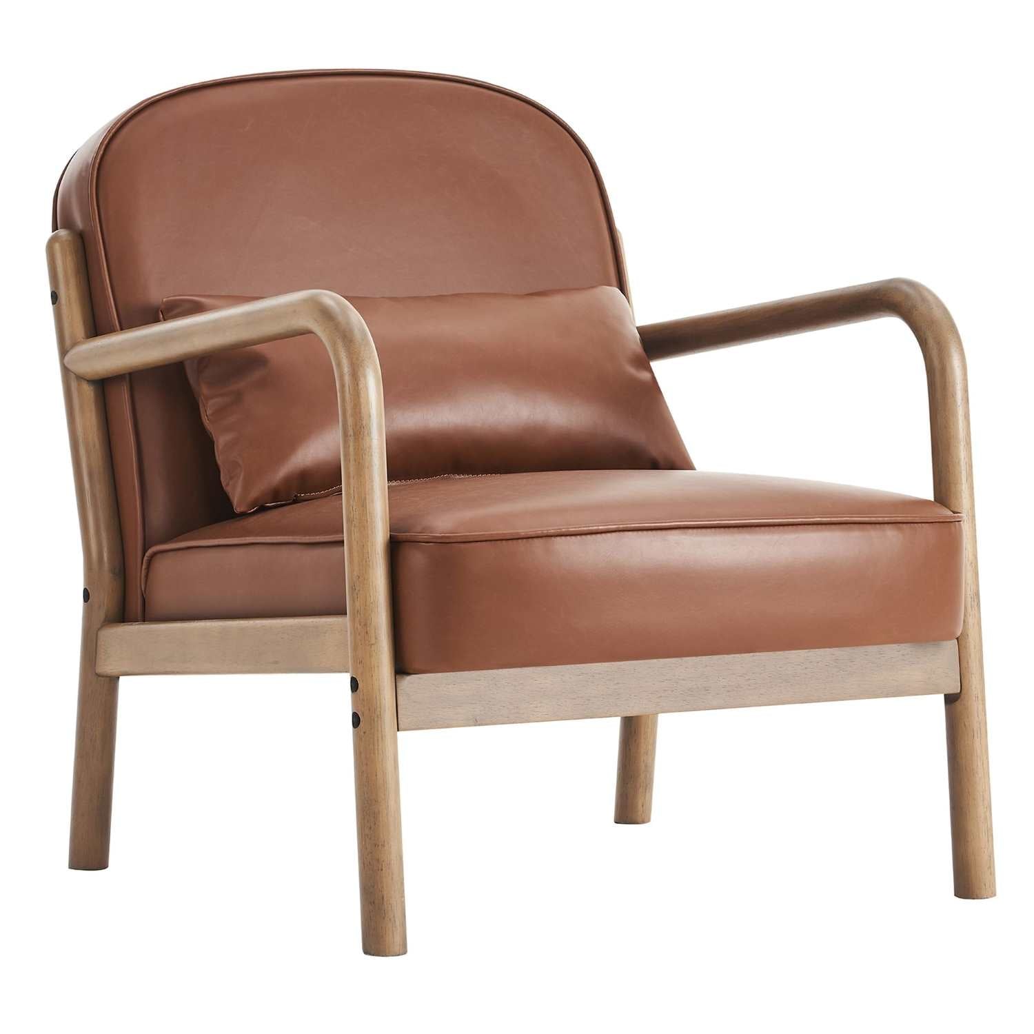Fani Faux Leather Accent Chair in Saddle & Walnut 403-926SD