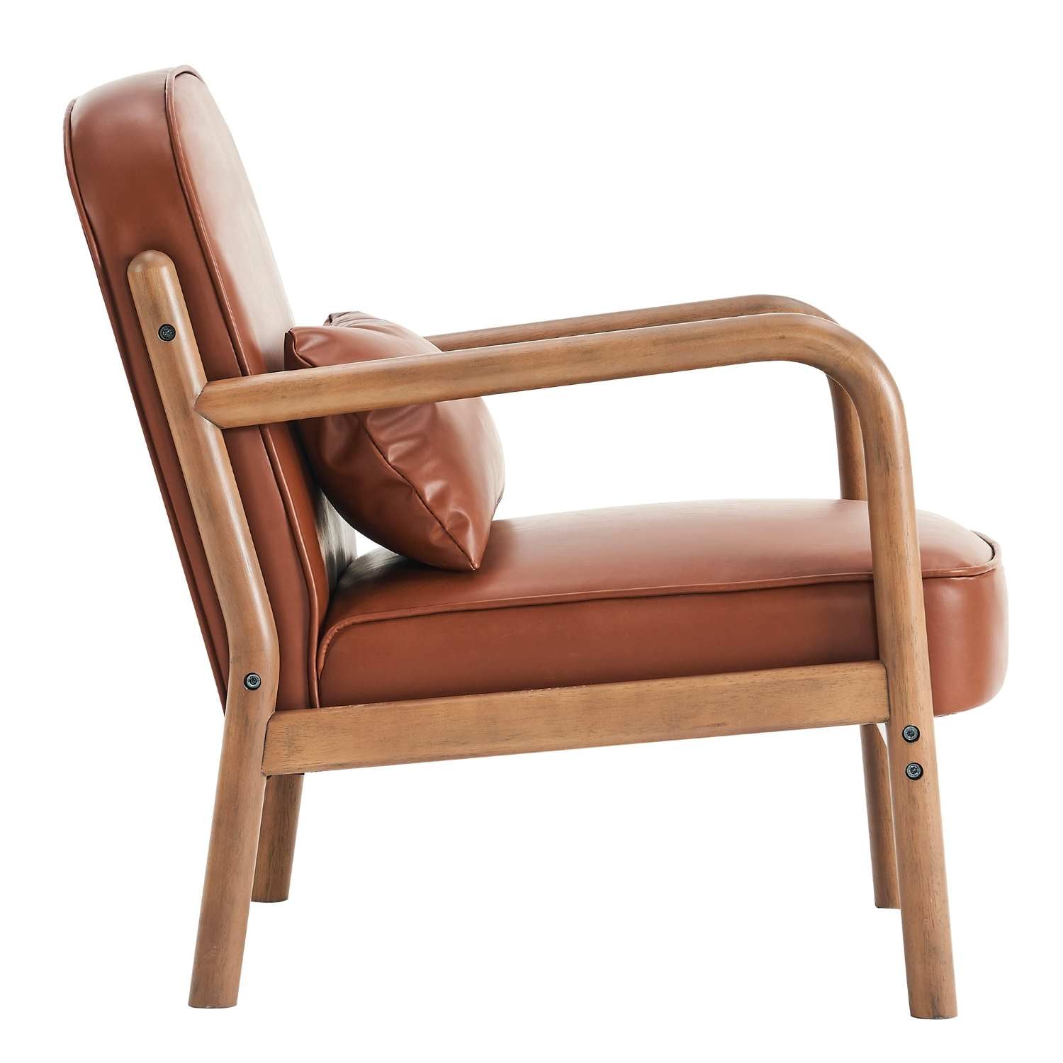 Fani Faux Leather Accent Chair in Saddle & Walnut 403-926SD