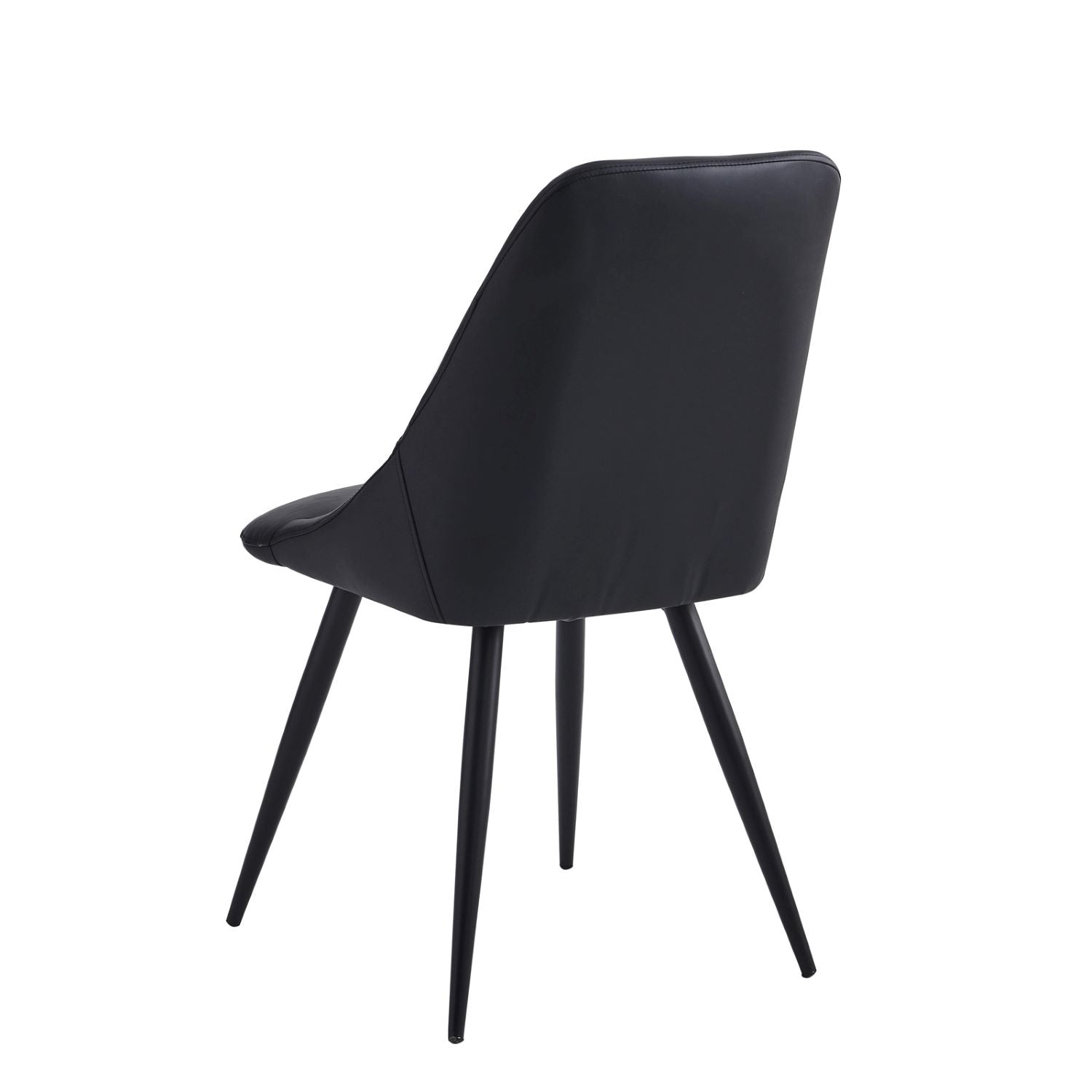 Fannia-Tomaso Glass Dining Table with Black Faux Leather Chairs 6038