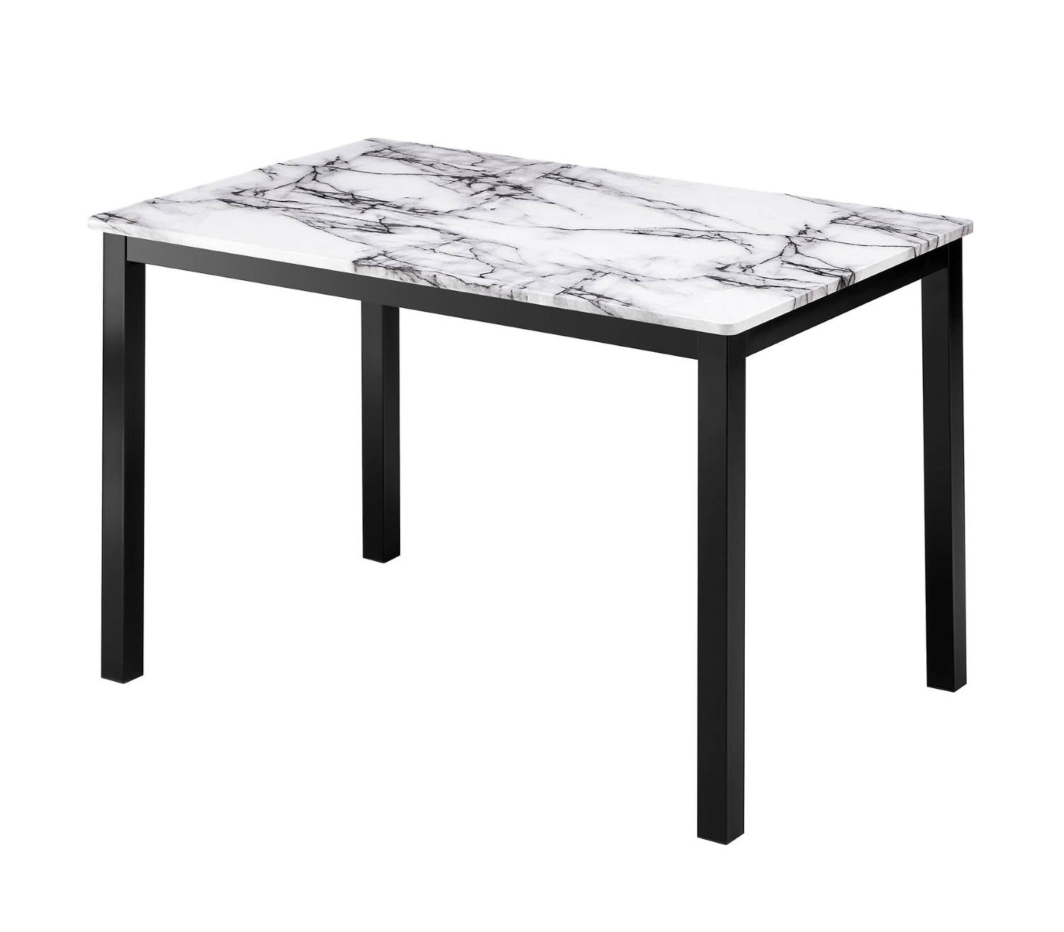 Faux Marble Dining Table with 4 Black PU Chairs 1056