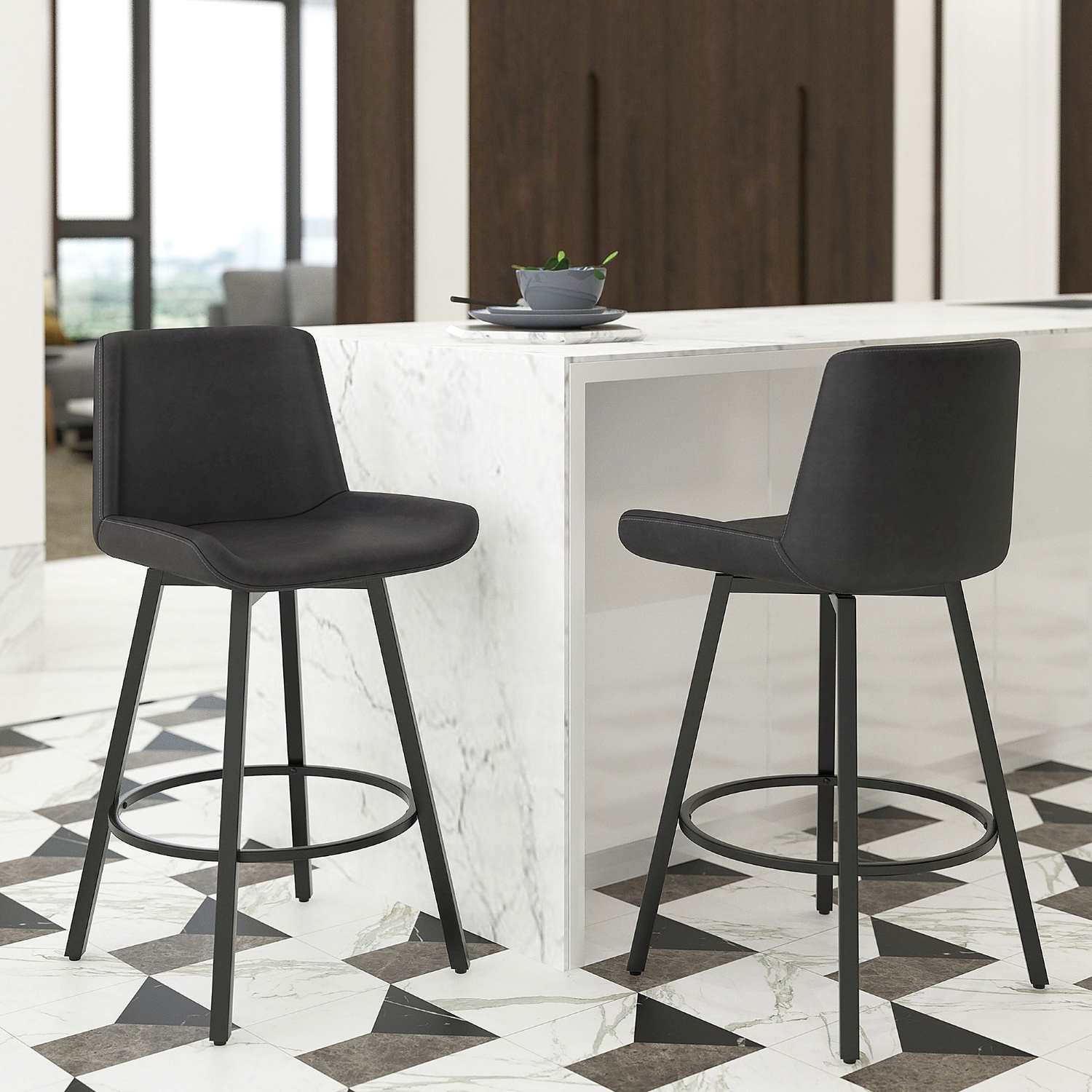 Fern 26" Charcoal Swivel Counter Stool Set of 2 203-666PUCH