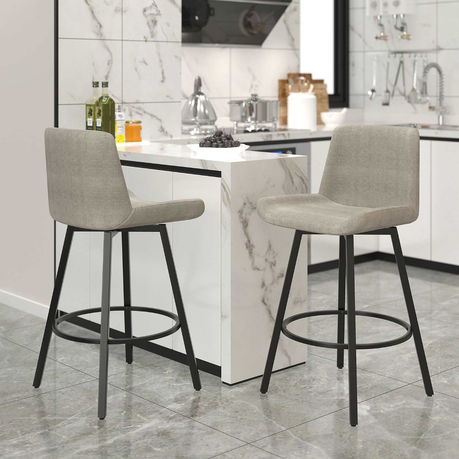 Fern 26" Grey Swivel Counter Stool Set of 2  203-666GY
