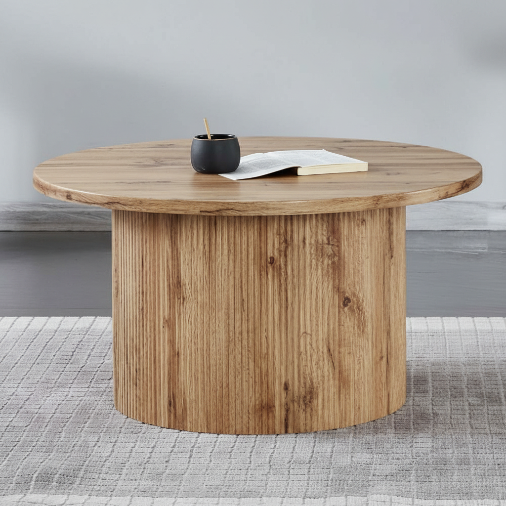 Fluted Pedestal Base with Round Top Coffee Table 2661