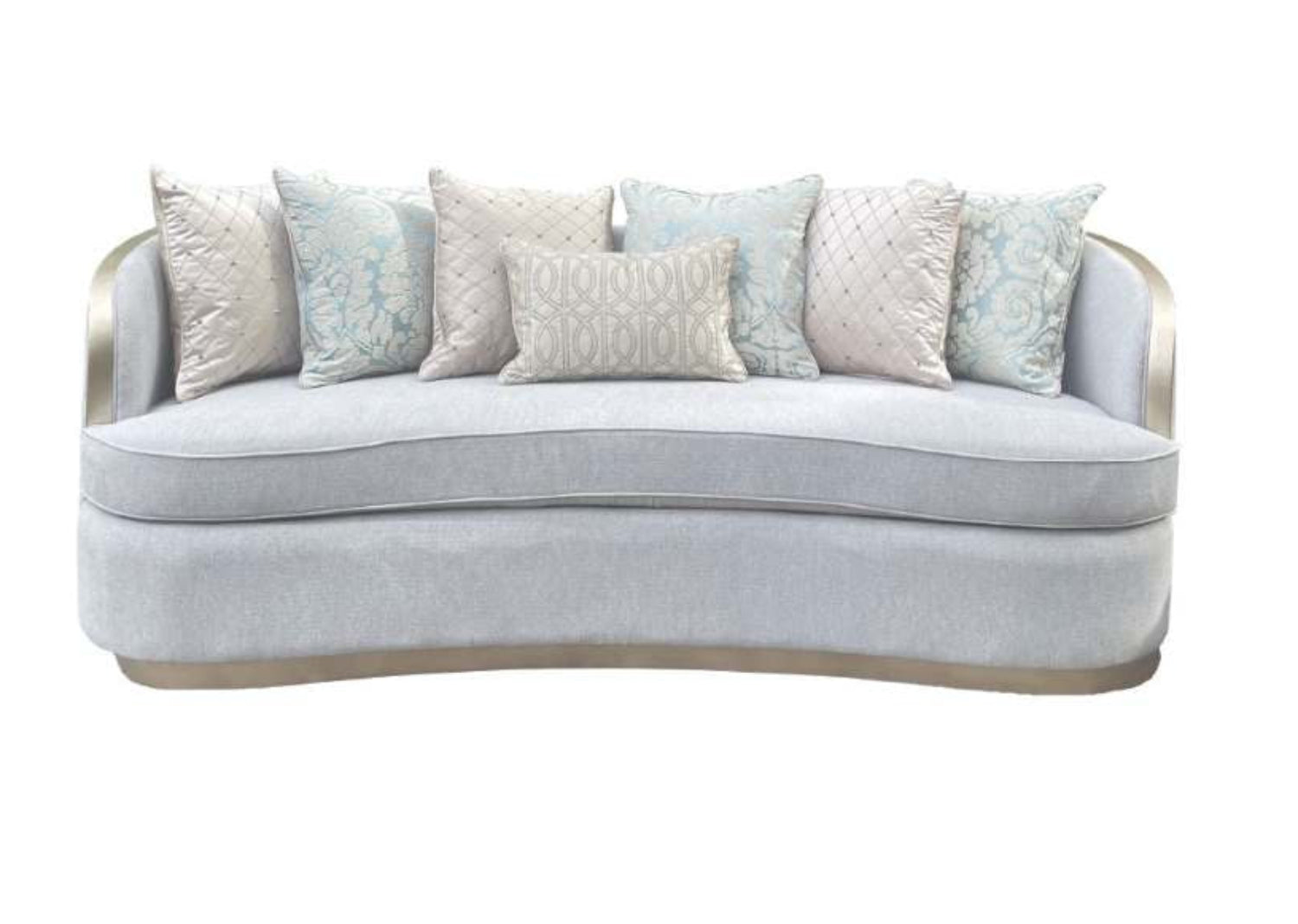 Francesca Light Grey Velvet Sofa Set With Gold Trim Accents 2025