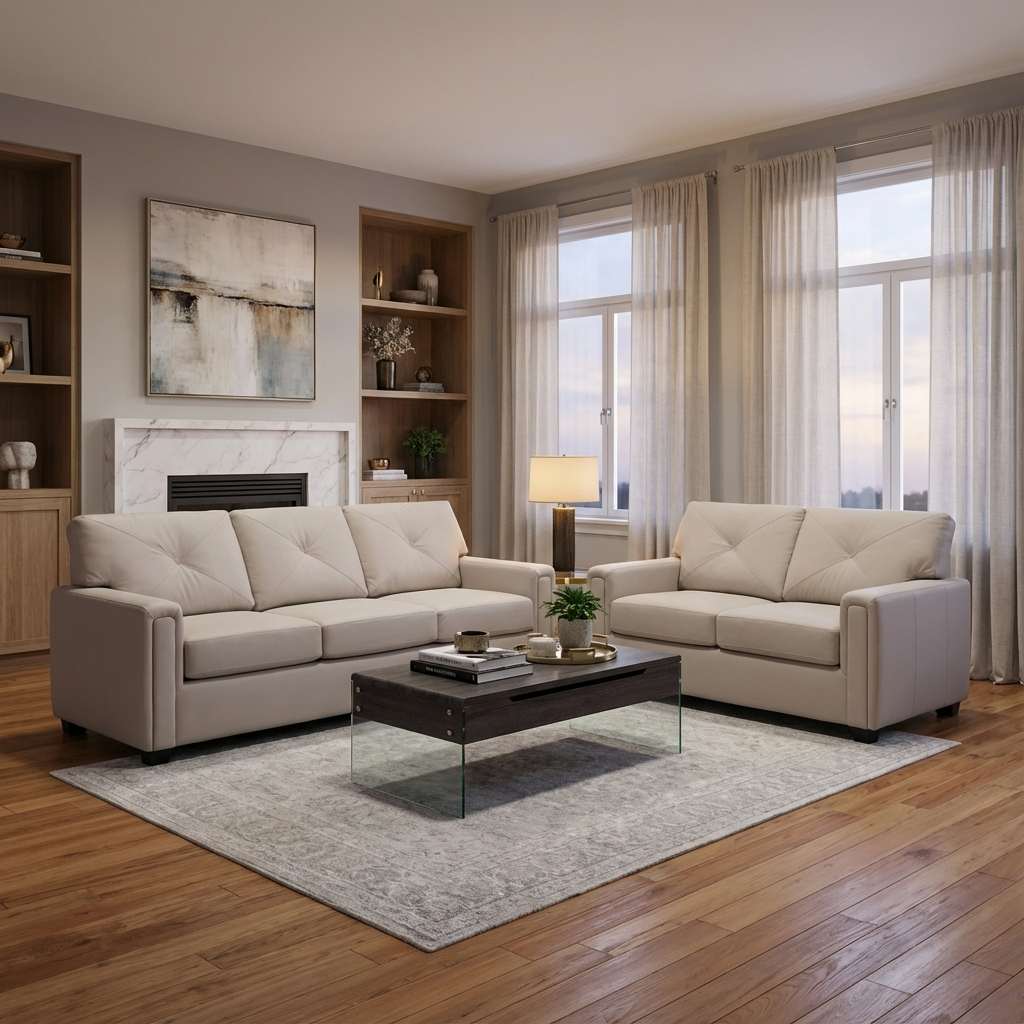 Canadian Made Genuine Leather 2PC Sofa Set 1650