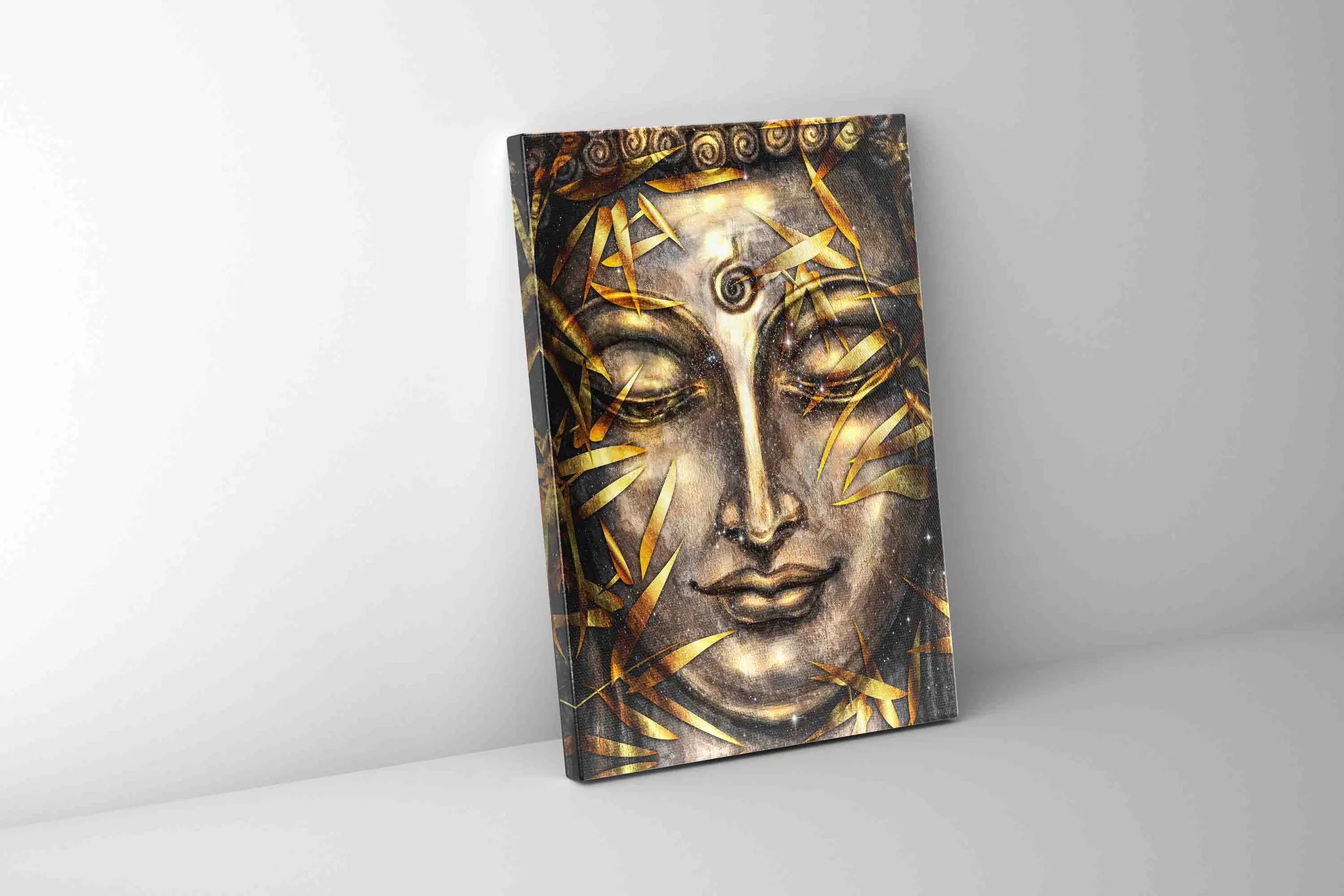 Gold Buddha with Gold Shimmer Glitter Finish Canvas Art 36" X 48"