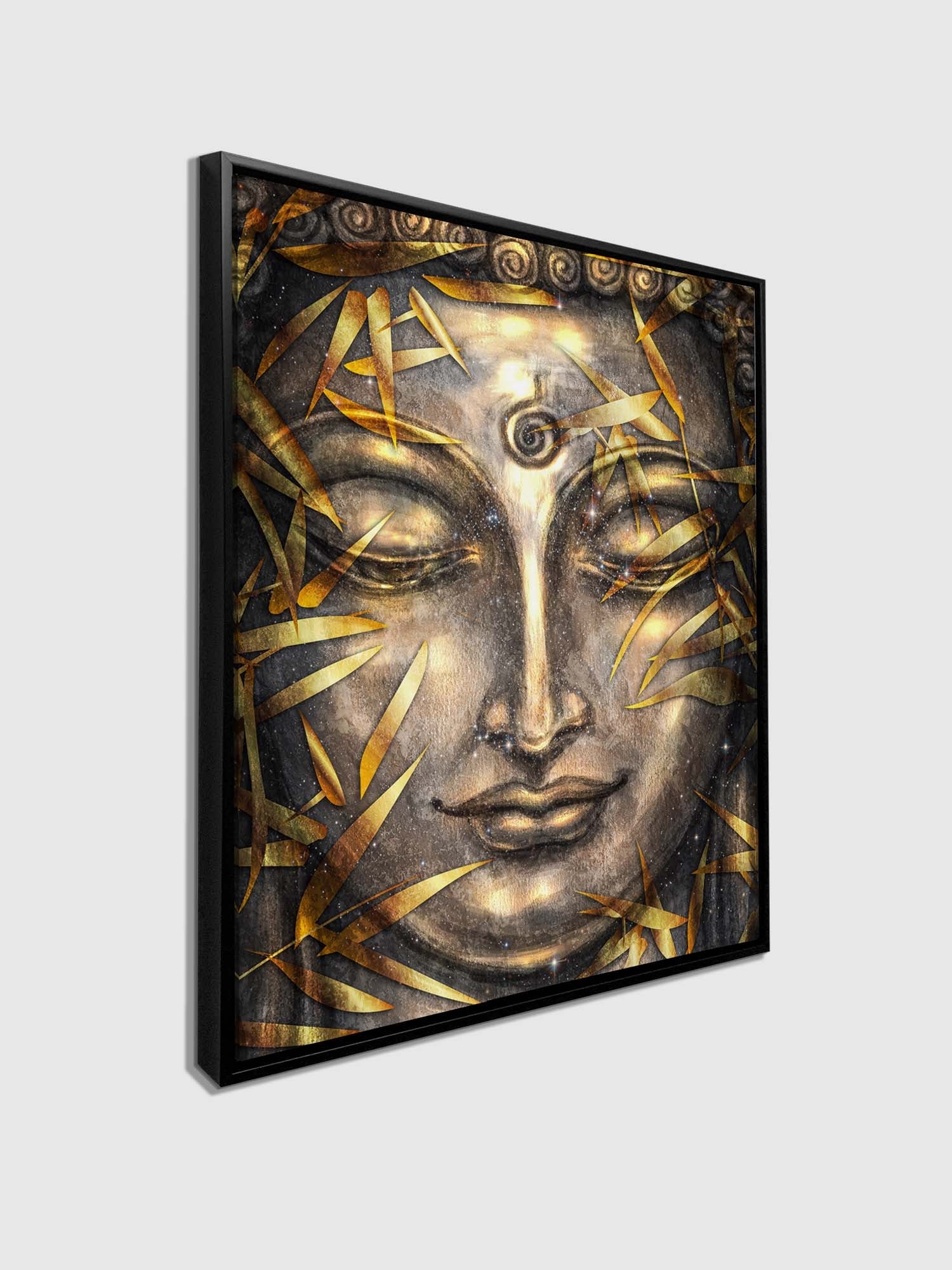 Gold Buddha with Gold Shimmer Glitter Finish Canvas Art 36" X 48"