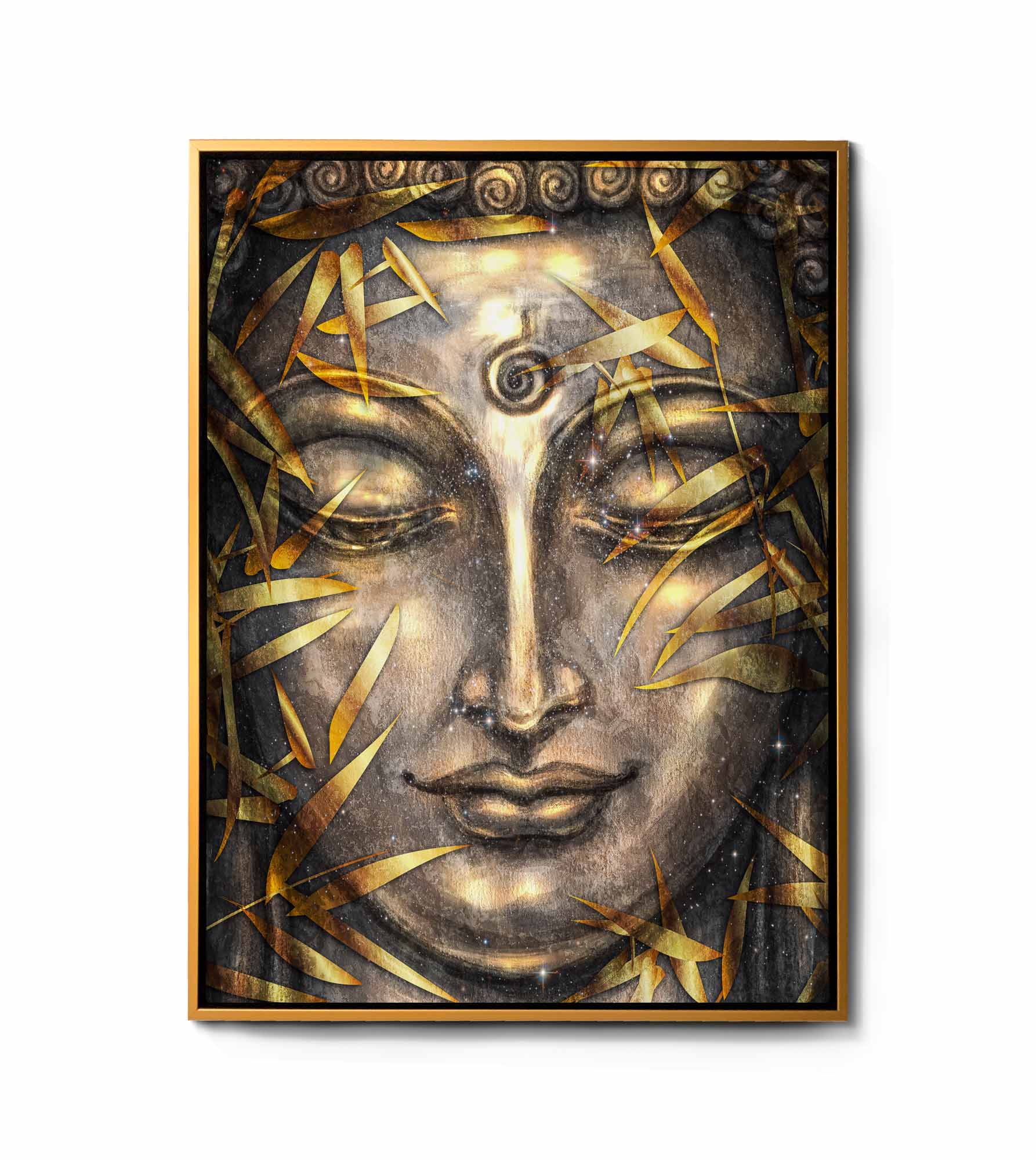 Gold Buddha with Gold Shimmer Glitter Finish Canvas Art 36" X 48"