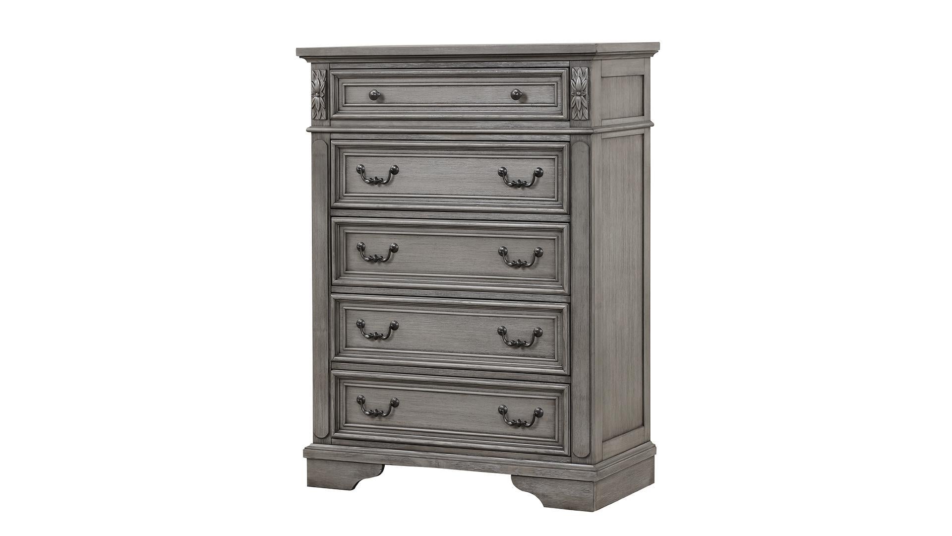 Grace Solid Wood 5 Drawer Chest Grey 1561