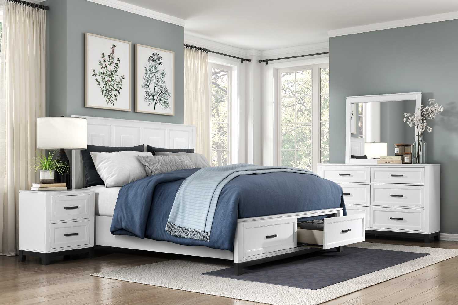 Garretson Wooden Bedroom Set White 1450