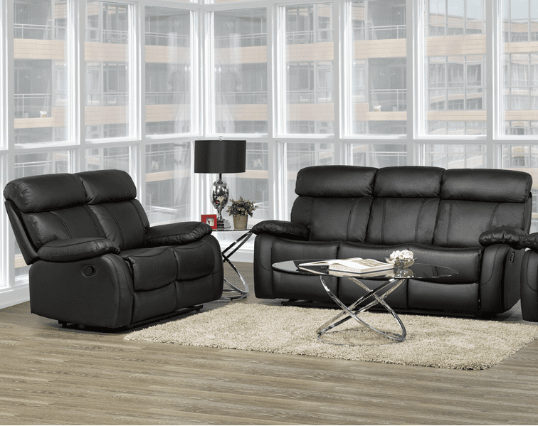 Genuine Leather Recliner Loveseat Black 1420