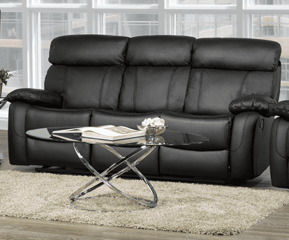 Genuine Leather Recliner Sofa Black 1420