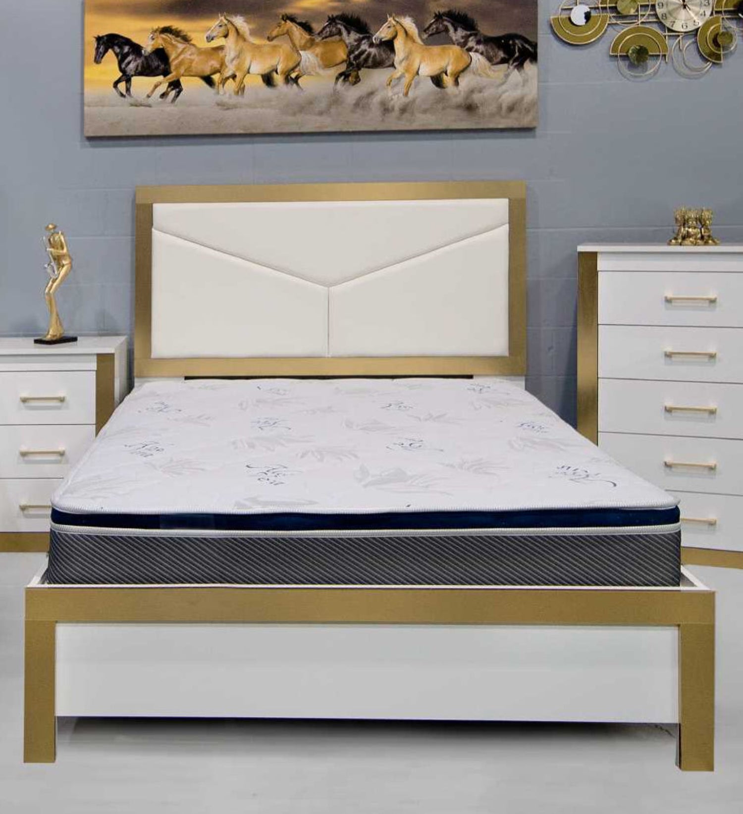 Canadian Made Gilmour Bed White & Gold