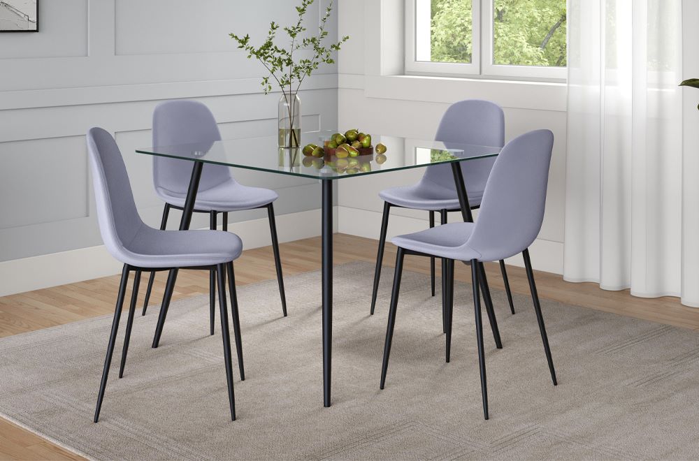 Glass Dining Table With 4 Chairs Grey T 3476 / T 215