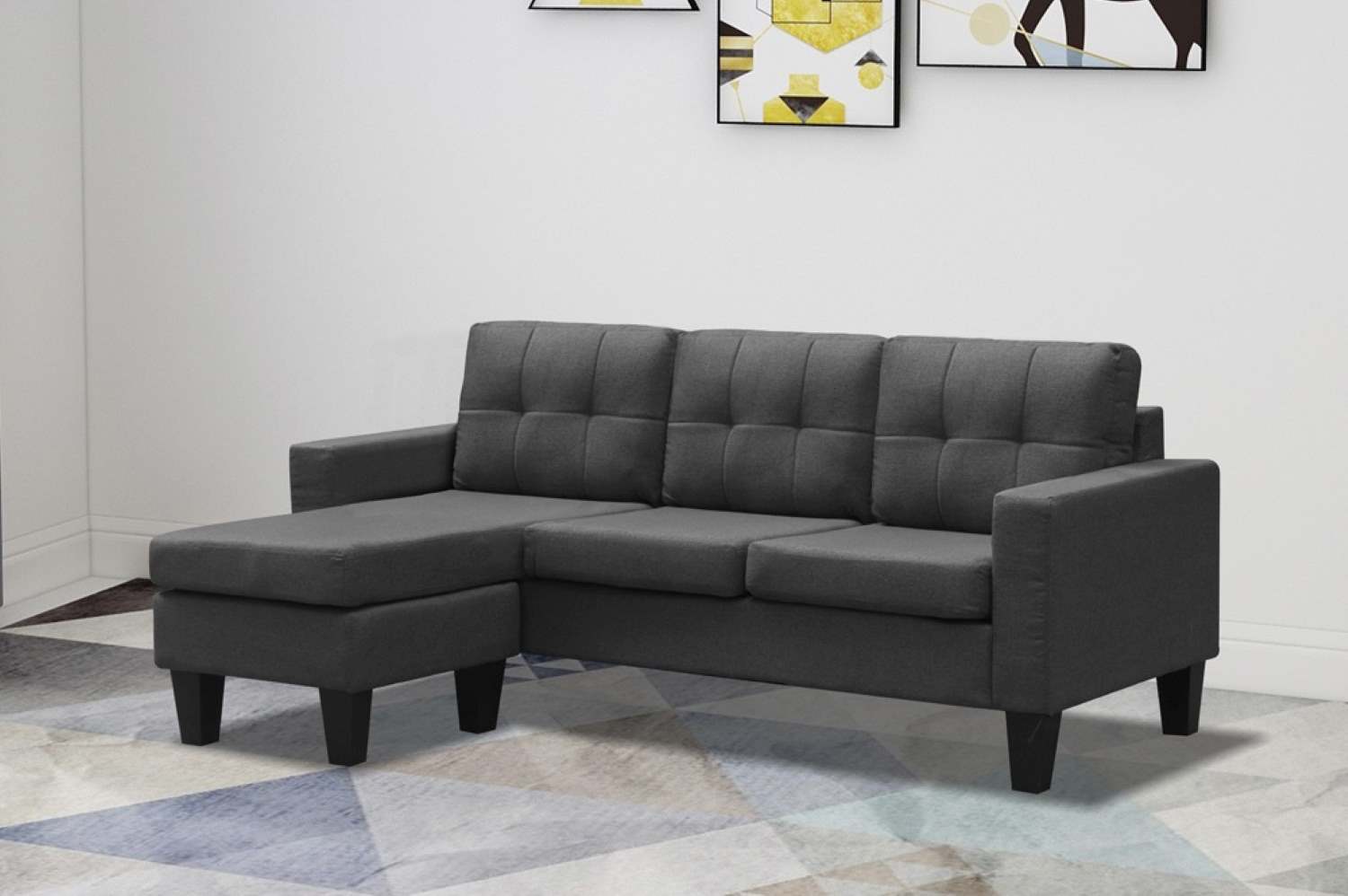 Grey Fabric Reversible Sectional Sofa 1228