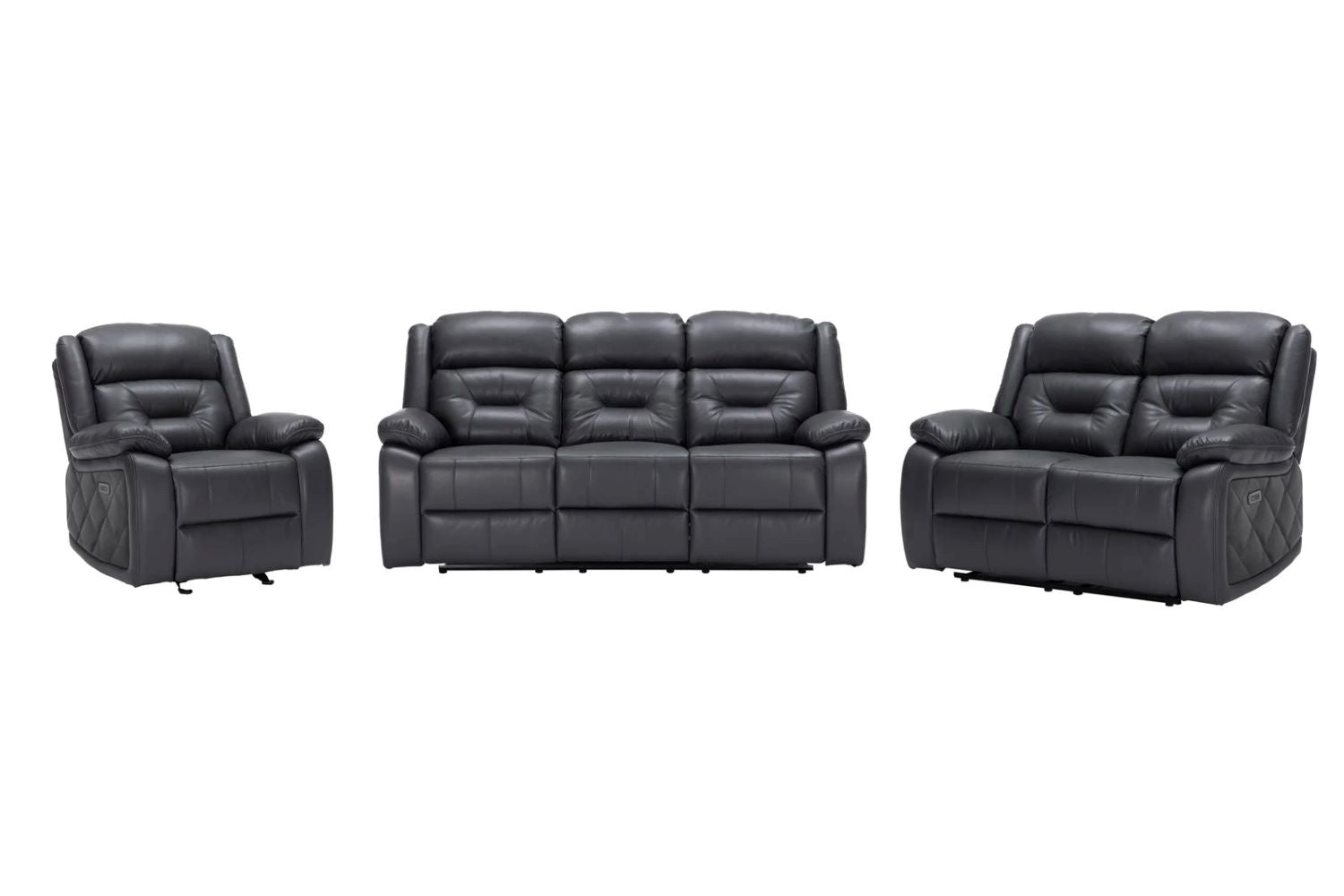 Grey Gel Leather Power Recliner Sofa Set 81169