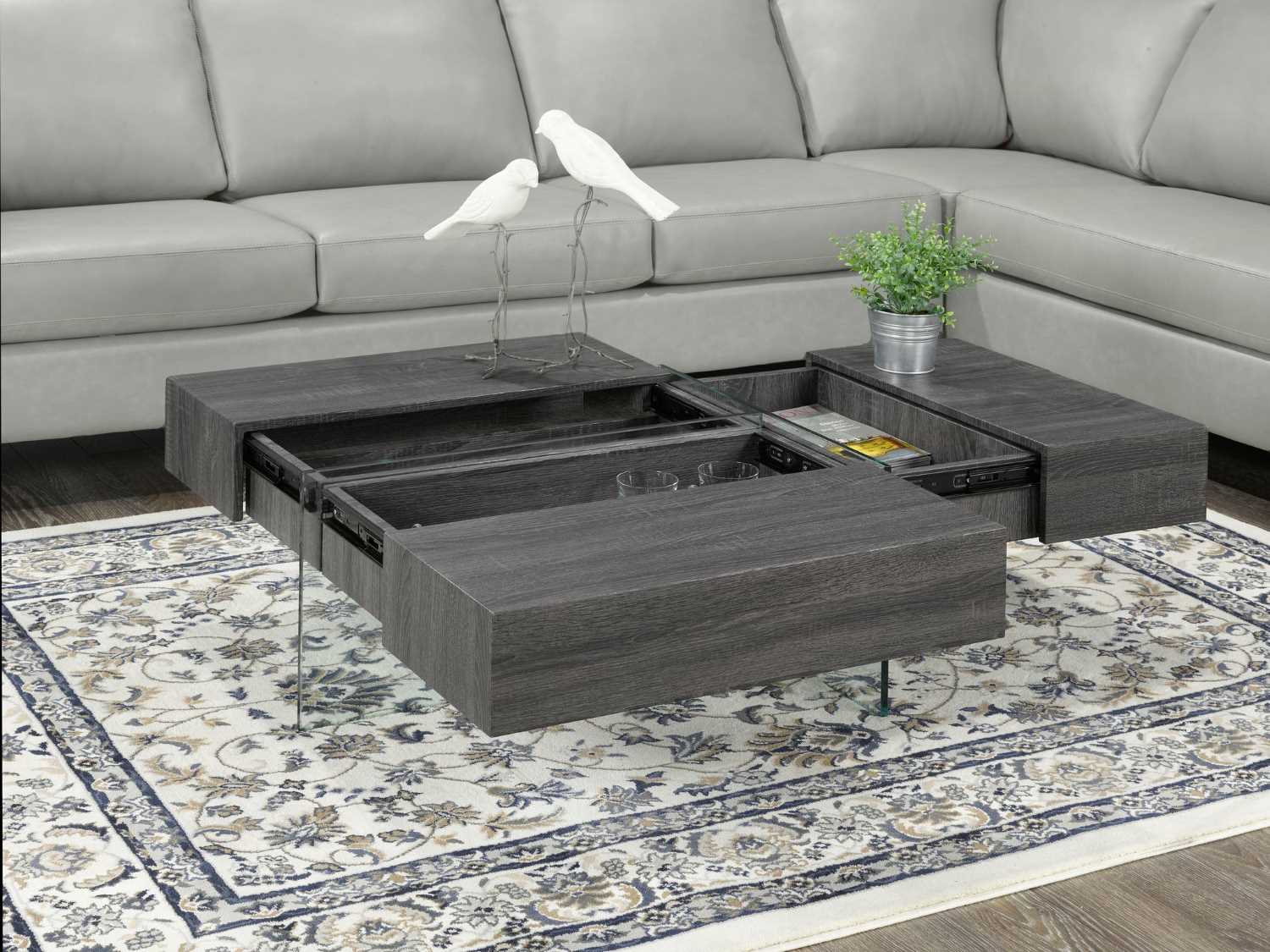 3 Sided Storage Grey Coffee Table 350-02C