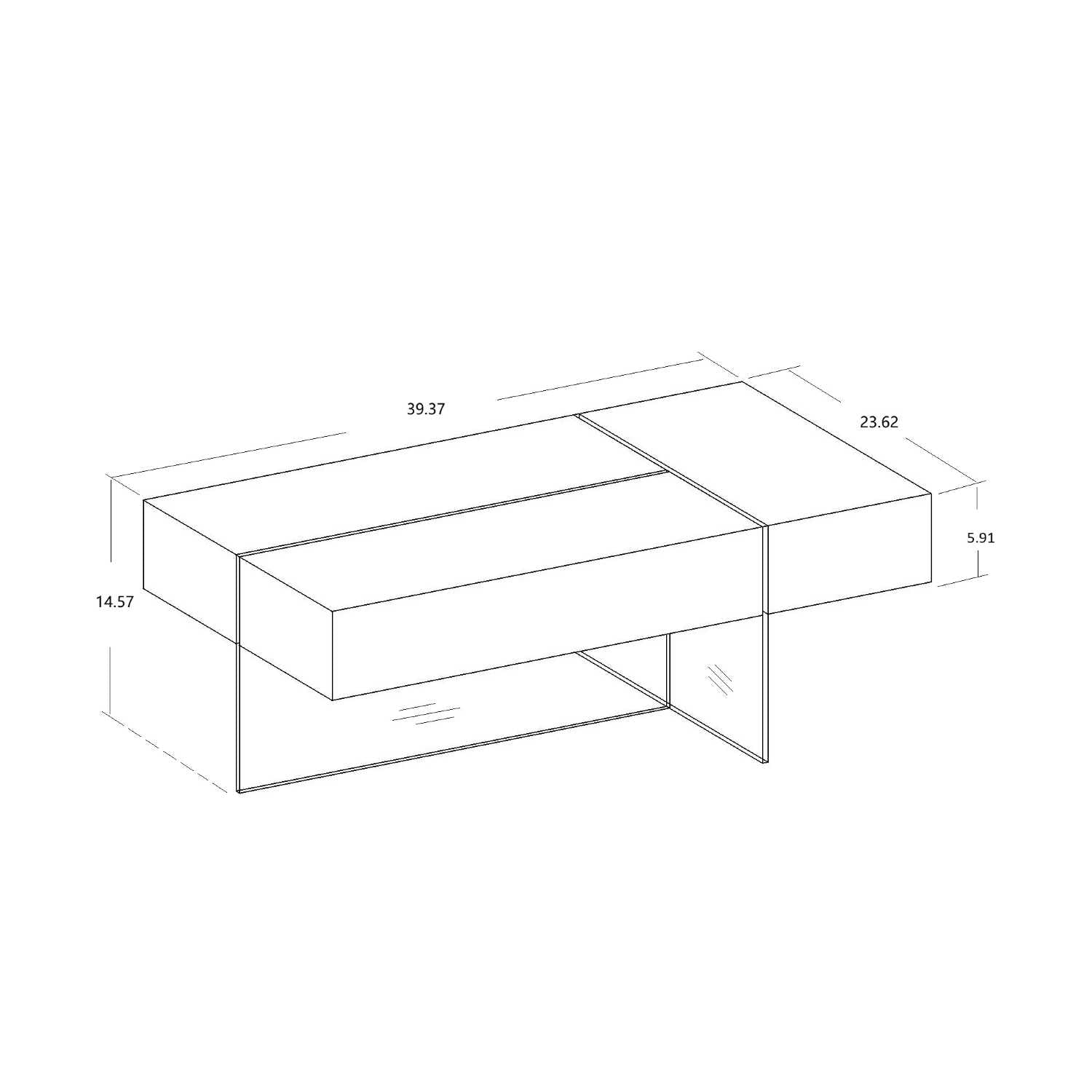 3 Sided Storage Grey Coffee Table 350-02C