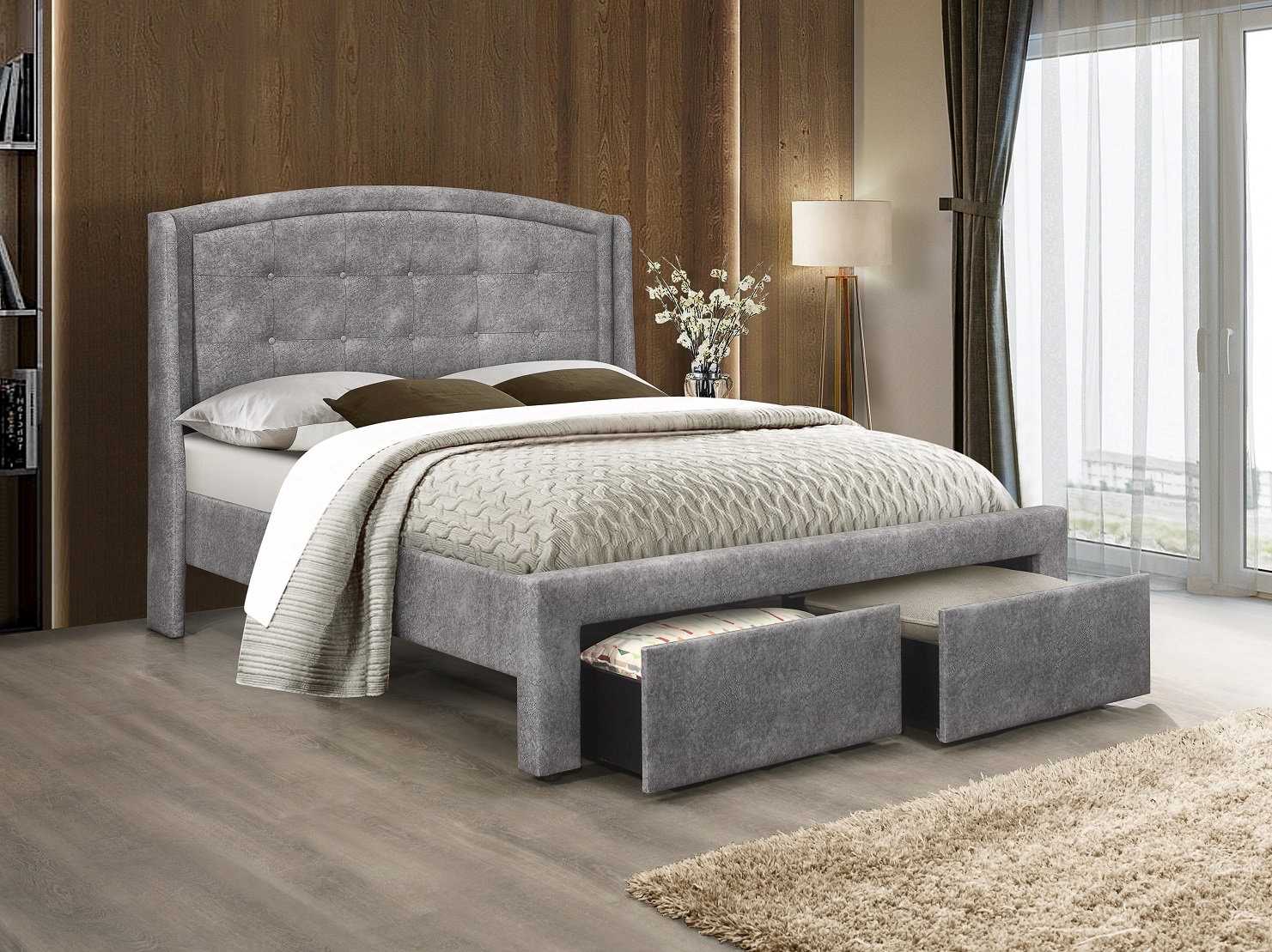 Grey Fabric Platform Bed 5285