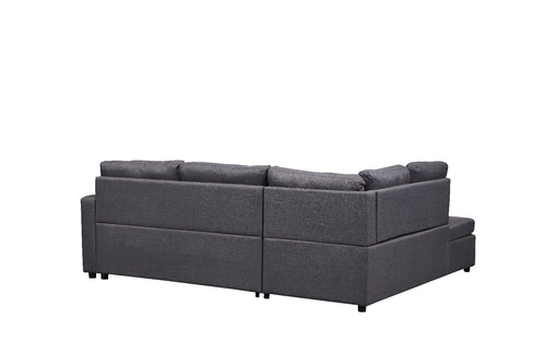 Grey Fabric Sectional Sofa Bed With USB Charging Ports 9288