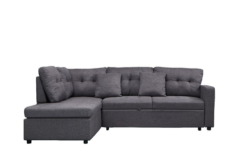 Grey Fabric Sectional Sofa Bed With USB Charging Ports 9288