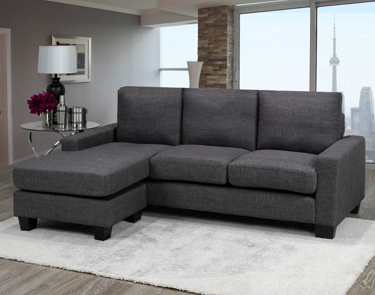 Grey Reversible Sectional Sofa -  JF1360 GR