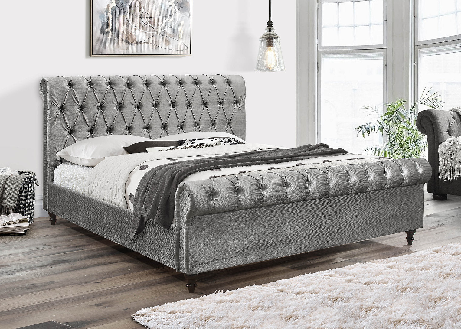 Grey Velvet Bed 199
