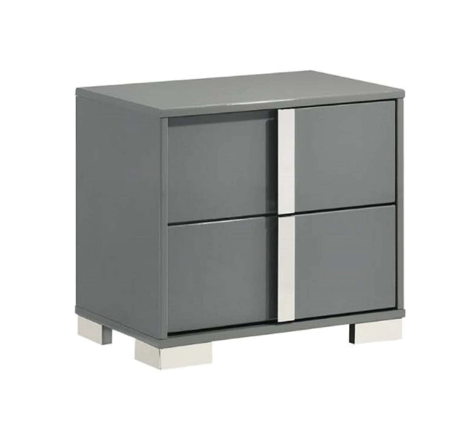 Grover High-gloss Grey Bedroom Set with LED Headboard 1771