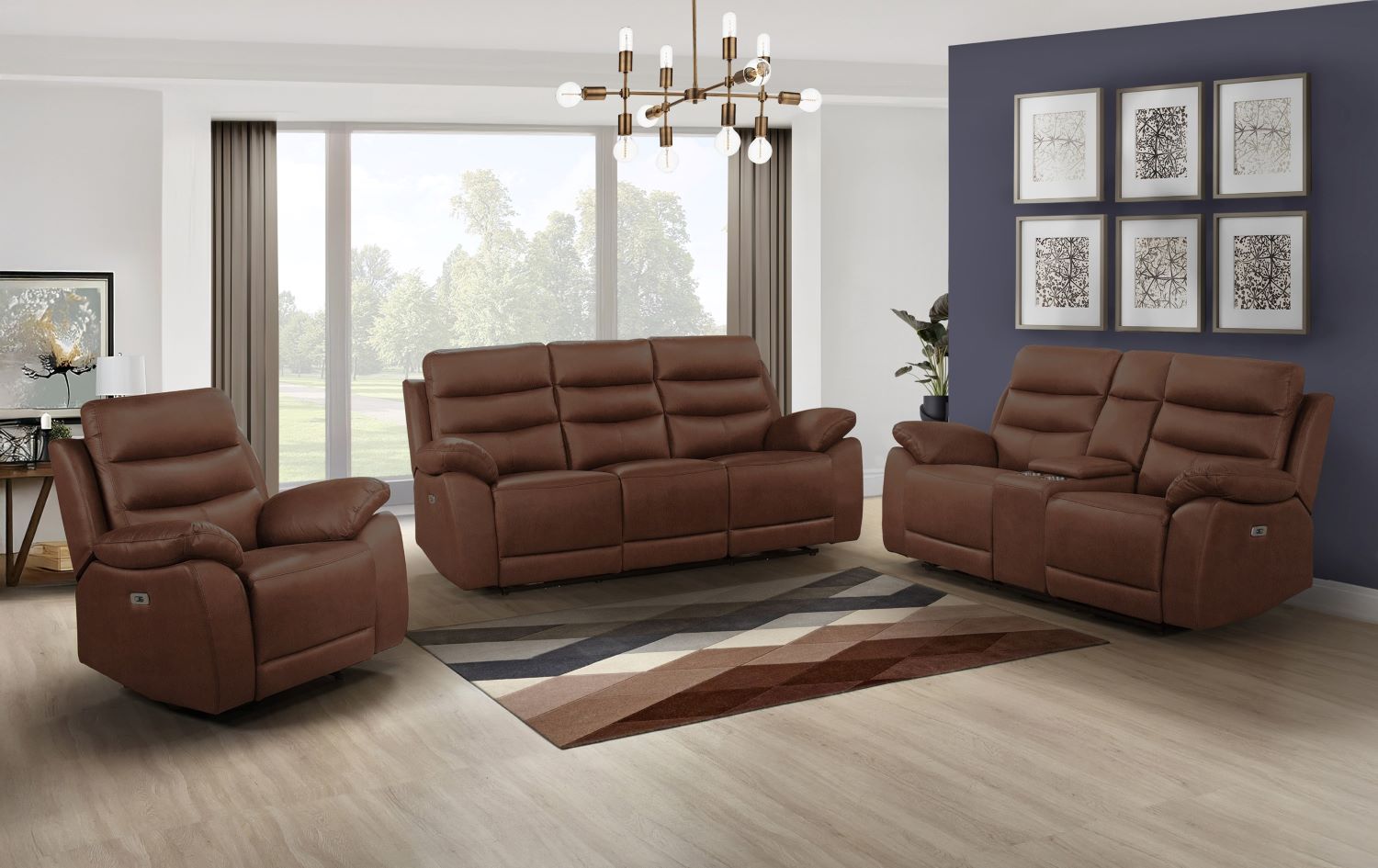 Hammond Brown Soft Polished Microfiber Fabric Power Recliner Set 99090