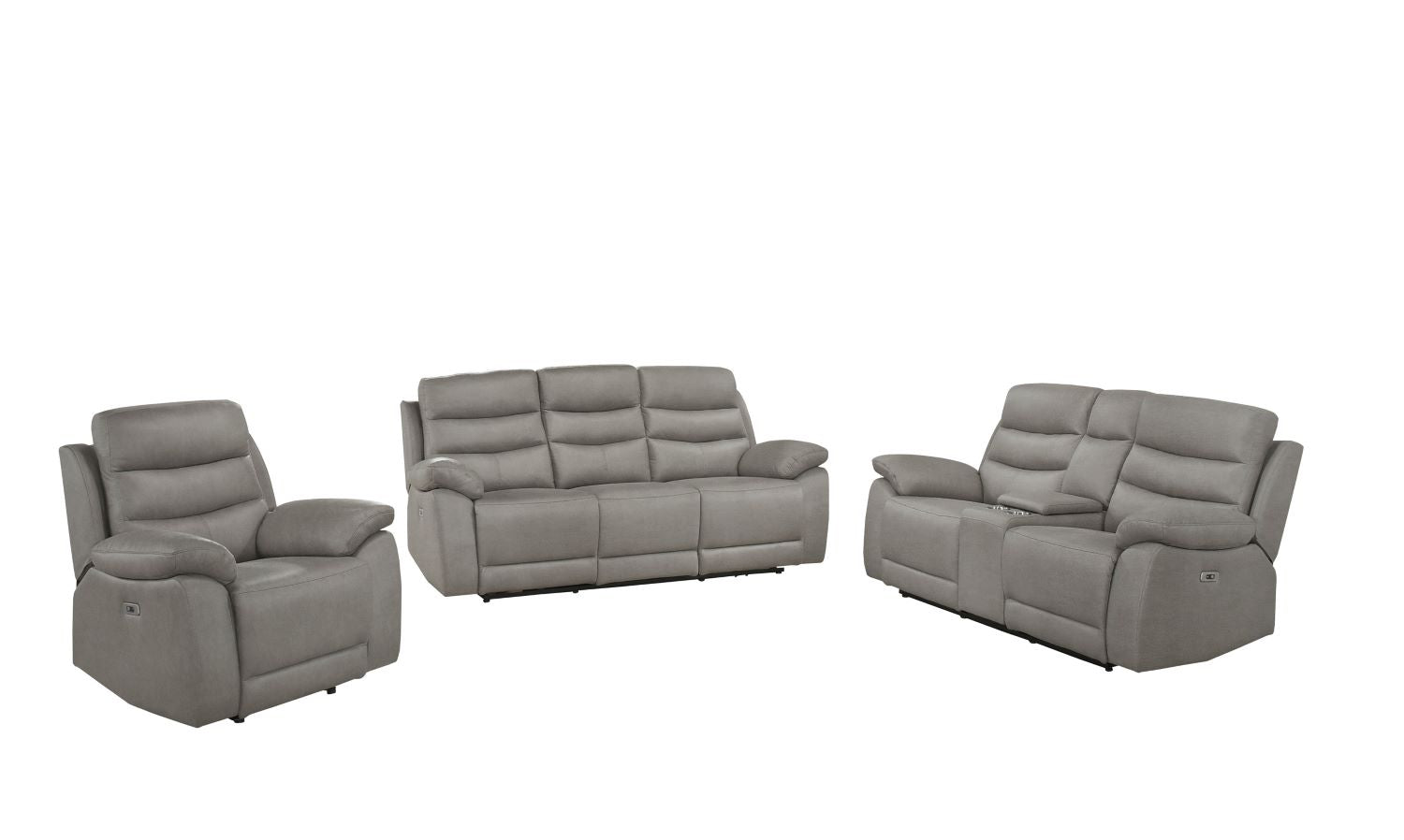 Hammond Grey Microfiber Fabric Power Recliner Set 99090 | Sale