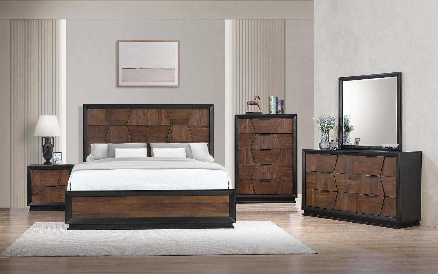 Houston Walnut Wooden Bedroom Set 1991