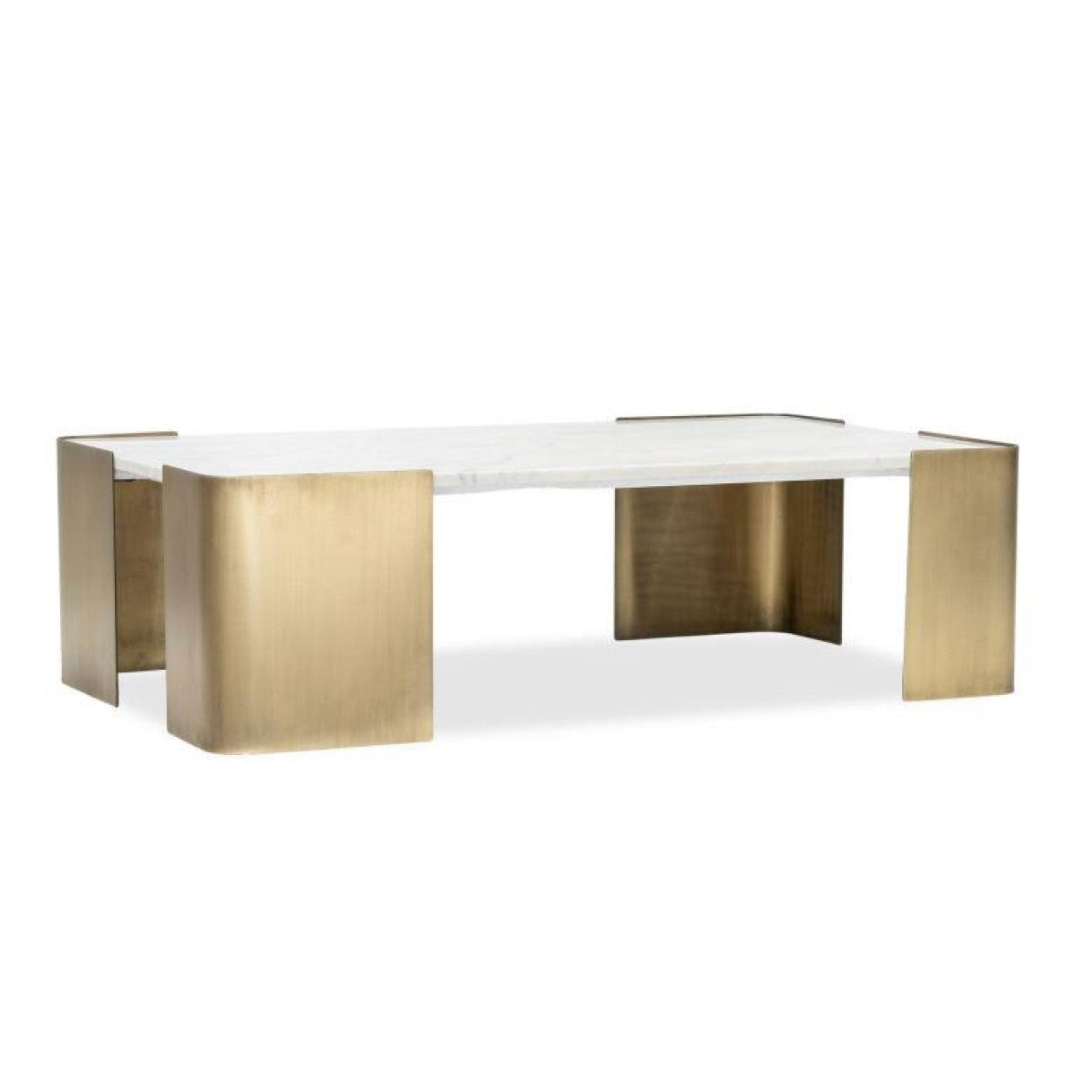 Hugo Tapered Marble Top Coffee Table With Metal Legs Gold 222111