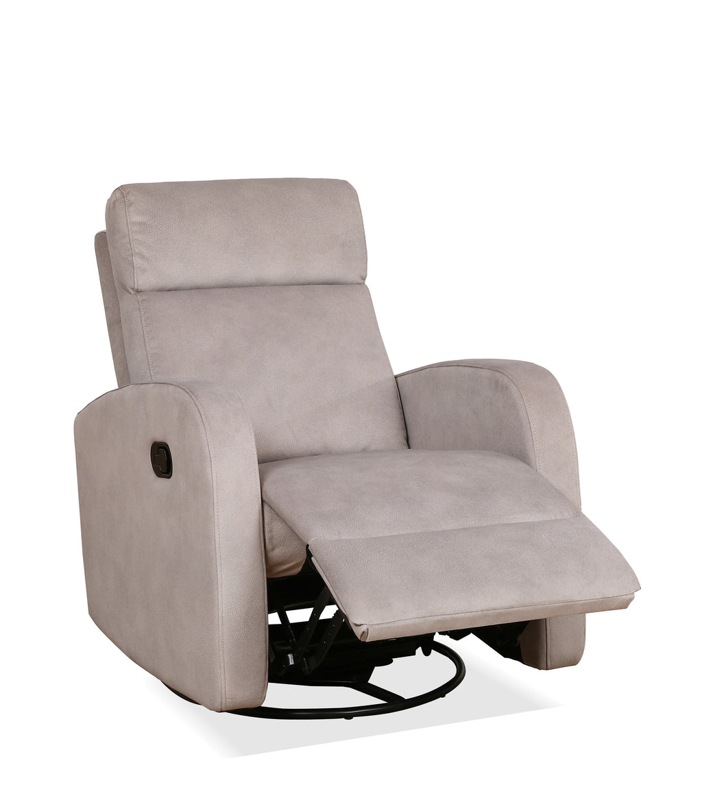 Soft Latte Fabric Recliner Chair with Pull Handle and Swivel Glider Mechanism IF-6337