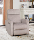 Soft Latte Fabric Recliner Chair with Pull Handle and Swivel Glider Mechanism IF-6337