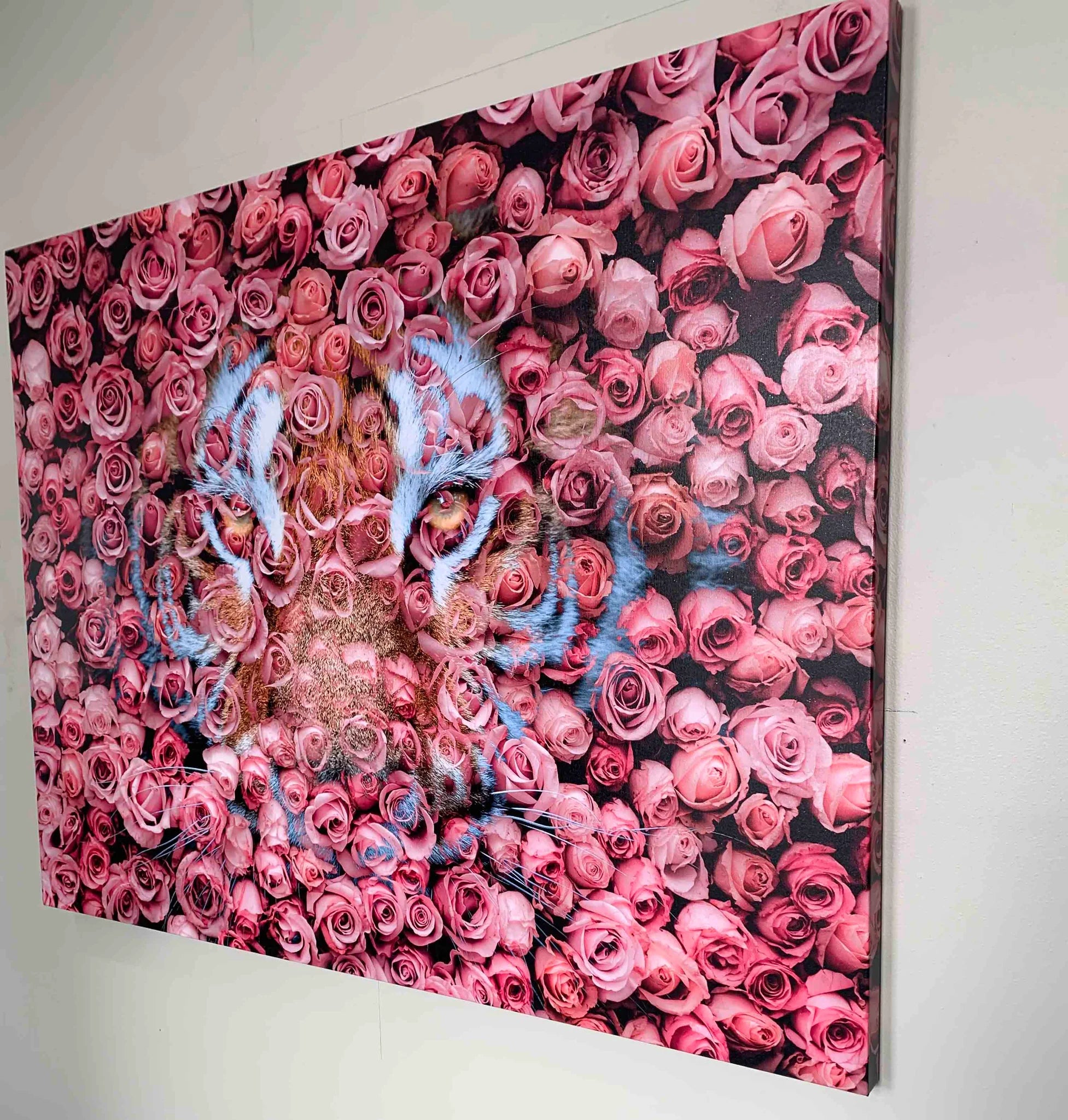 Tiger in the Rose Canvas Art 36" x 48"