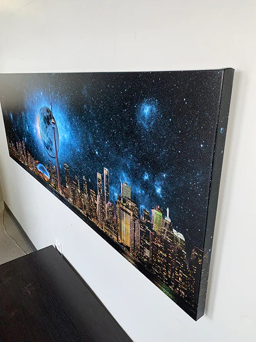 Toronto Skyline Moon Background Canvas Art 72" X 24"