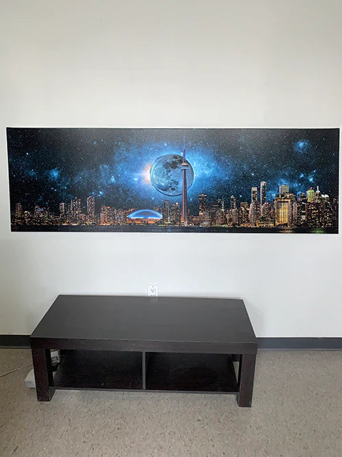 Toronto Skyline Moon Background Canvas Art 72" X 24"