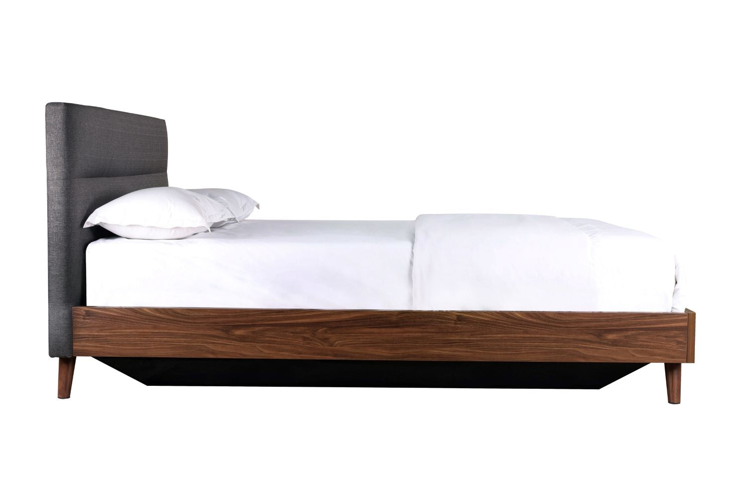 Izzy Walnut & Grey Upholstered Platform Bed with Lift Storage 5898