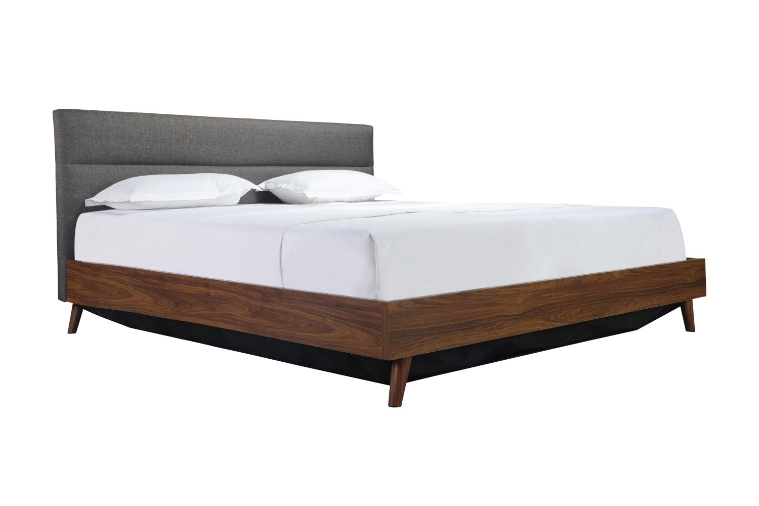 Izzy Walnut & Grey Upholstered Platform Bed with Lift Storage 5898